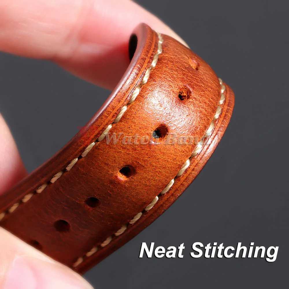 Vintage Oil Wax Genuine Leather Watch Strap 18mm 19mm 20mm 22mm 21mm Brown Watchbands for Samsung Galaxy Watch Band Bracelet W250811