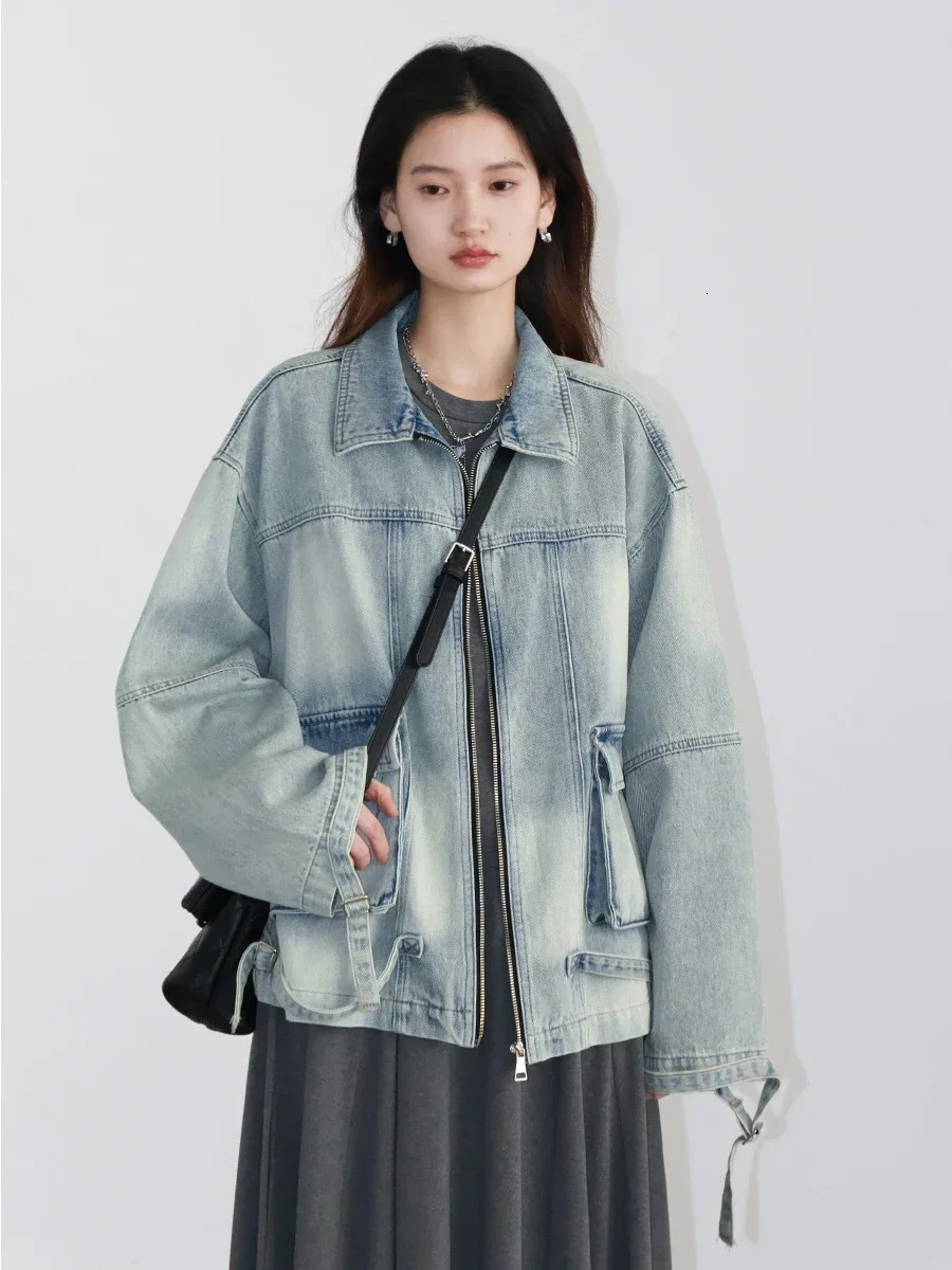 CHIC VEN Women Jacket Loose Casual Blue Cotton Denim Jack for Woman outerwear Female Overcoat Cowboy Coat Spring Autumn 250809
