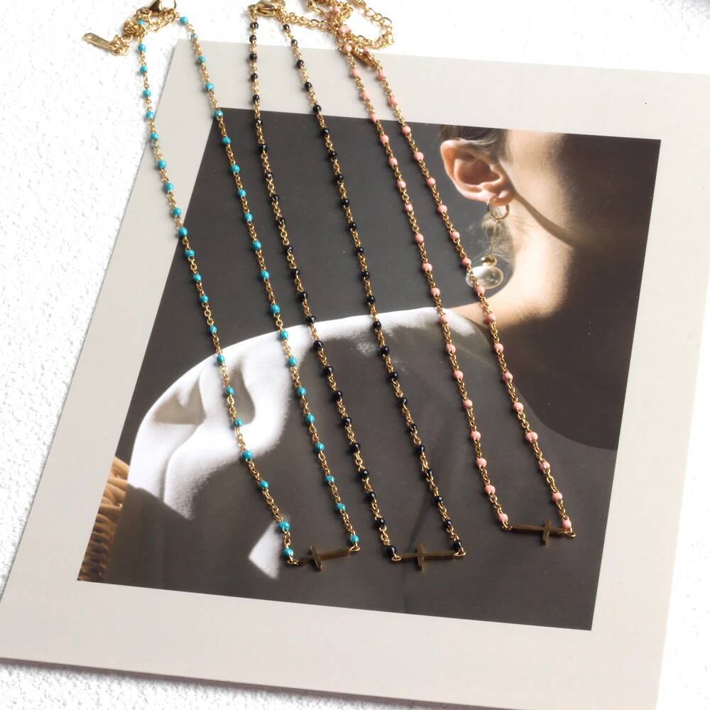 ZMZY New Bohemian Fashion Cute Cross Pendant for Women Stainless Steel Choker Necklace Gold Plated Bijoux Collares Jewelry for Women