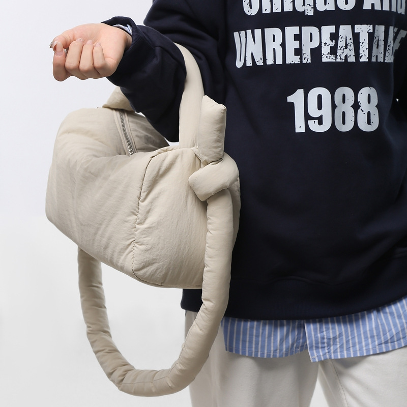 Autumn Winter New Cotton Jacket Water-Resistant Portable Versatile Commuter Crossbody Couple Style Handheld Pillow Bag