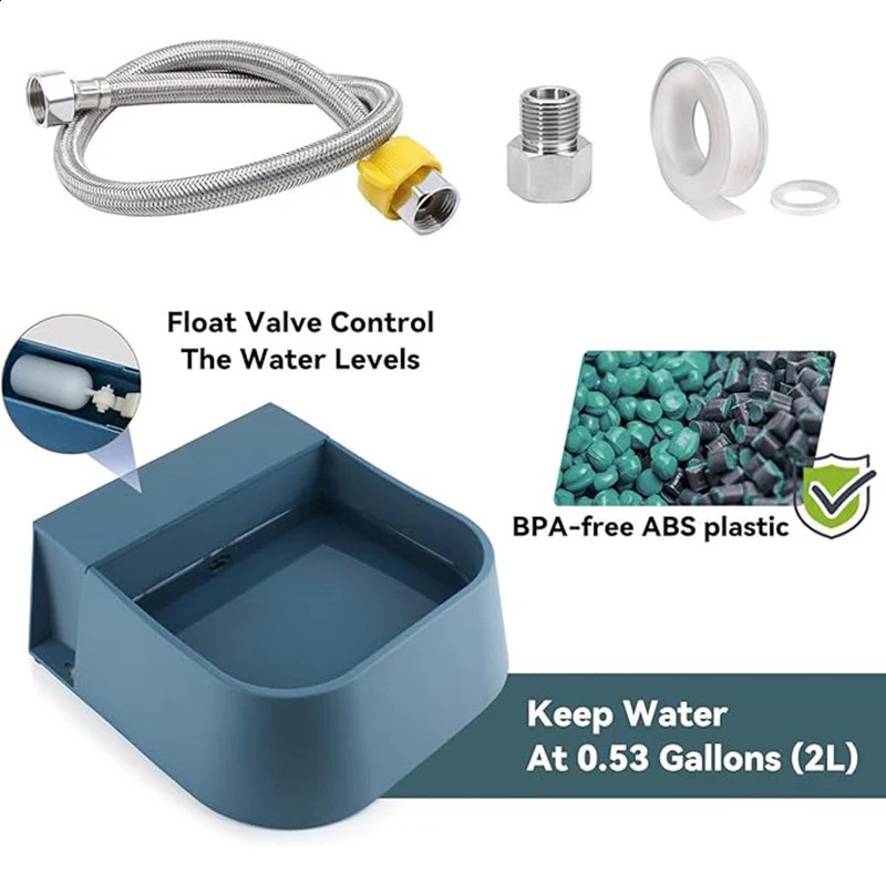 Dog Automatic Water Bowl Dispenser with 1.5m Water Hose 2L Outdoor Auto Fill Pet Water Dispenser for Animal Cat Chickens Rabbits 250805