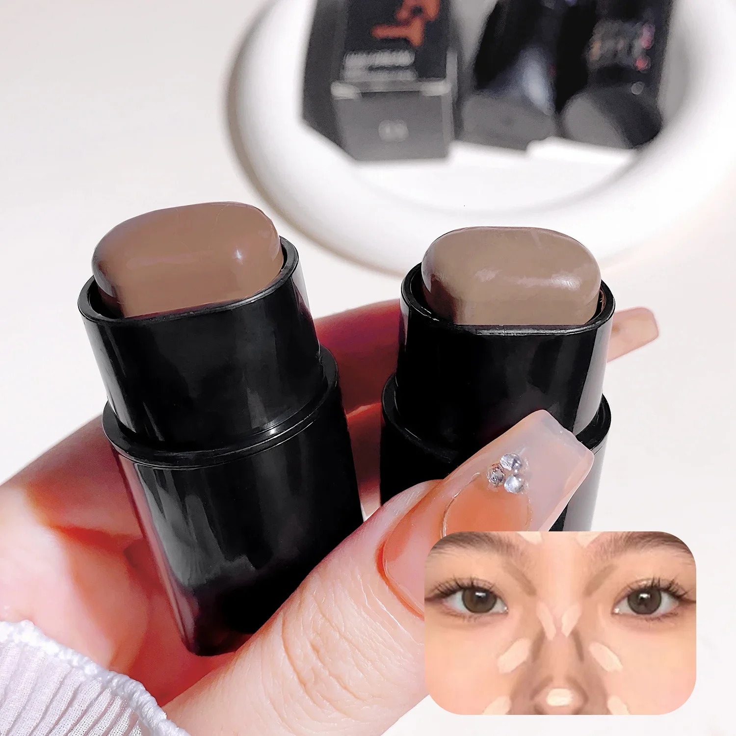 Versatile Con stick - matte bronzer nose stick eyeshadow Face con cream - natural and easy to apply 250805