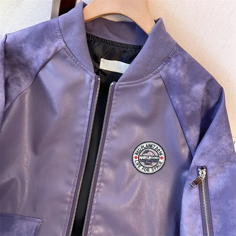 ITOOLIN PU Leather Jacket Loose Vintage Casual Baseball Style Short Women Coat HighStreet TieDye Outerwear Ladies 250809