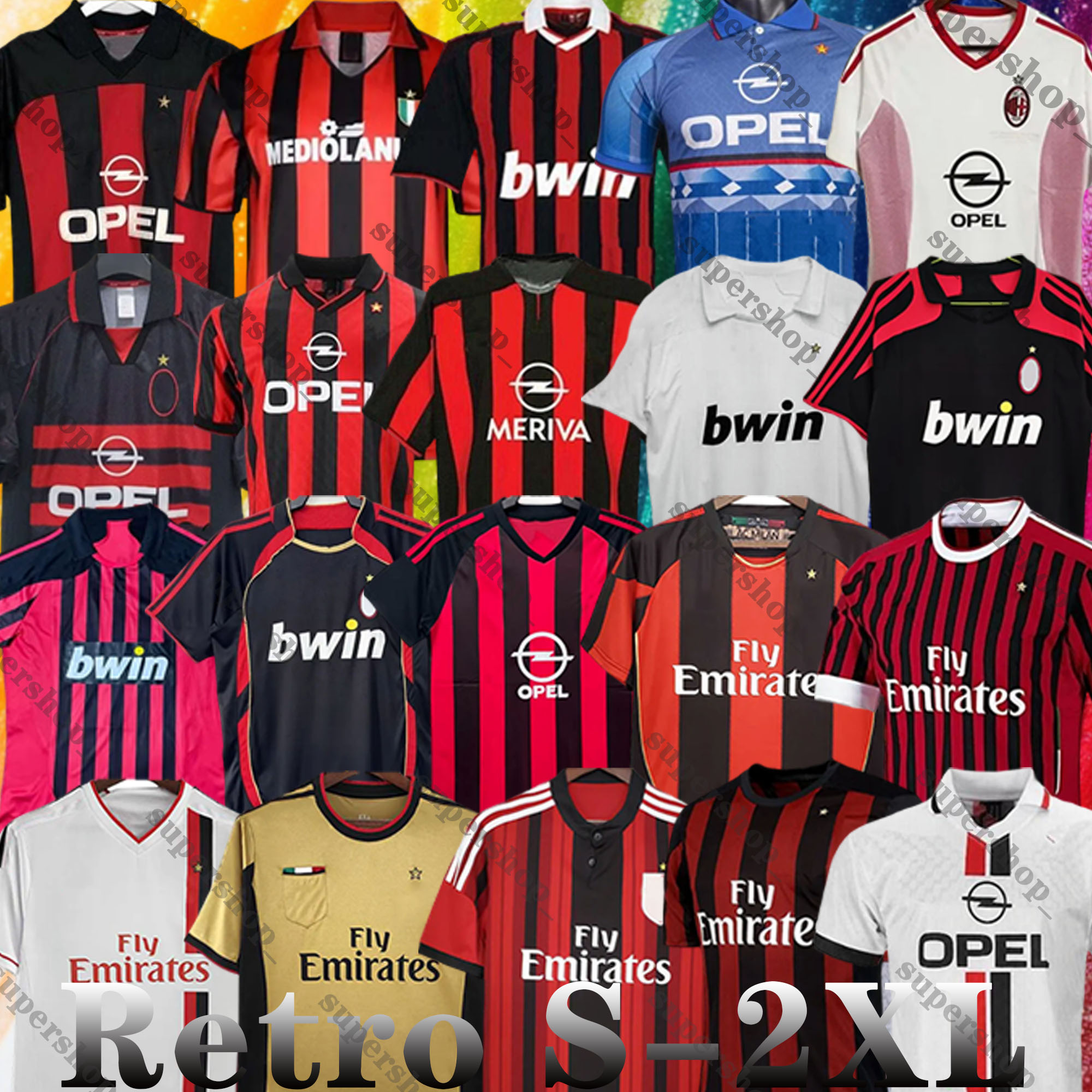 88 96 97 90 91 Retro MIlan Soccer Jerseys AC RONALDINHO Gullit 01 02 03 12 14 15 06 09 2010 KAKA Inzaghi Van Basten BAGGIO PIRLO classic Vintage men kids kit Football shirt