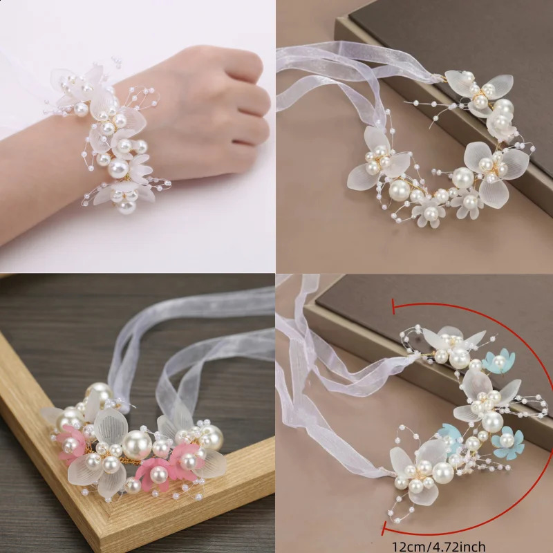 Spring Bohemian Girls Bridal Pearl Hair Headdress Flower Wreath Bride Garland Head Hoop Headbands Jewelry Children Gifts 250804