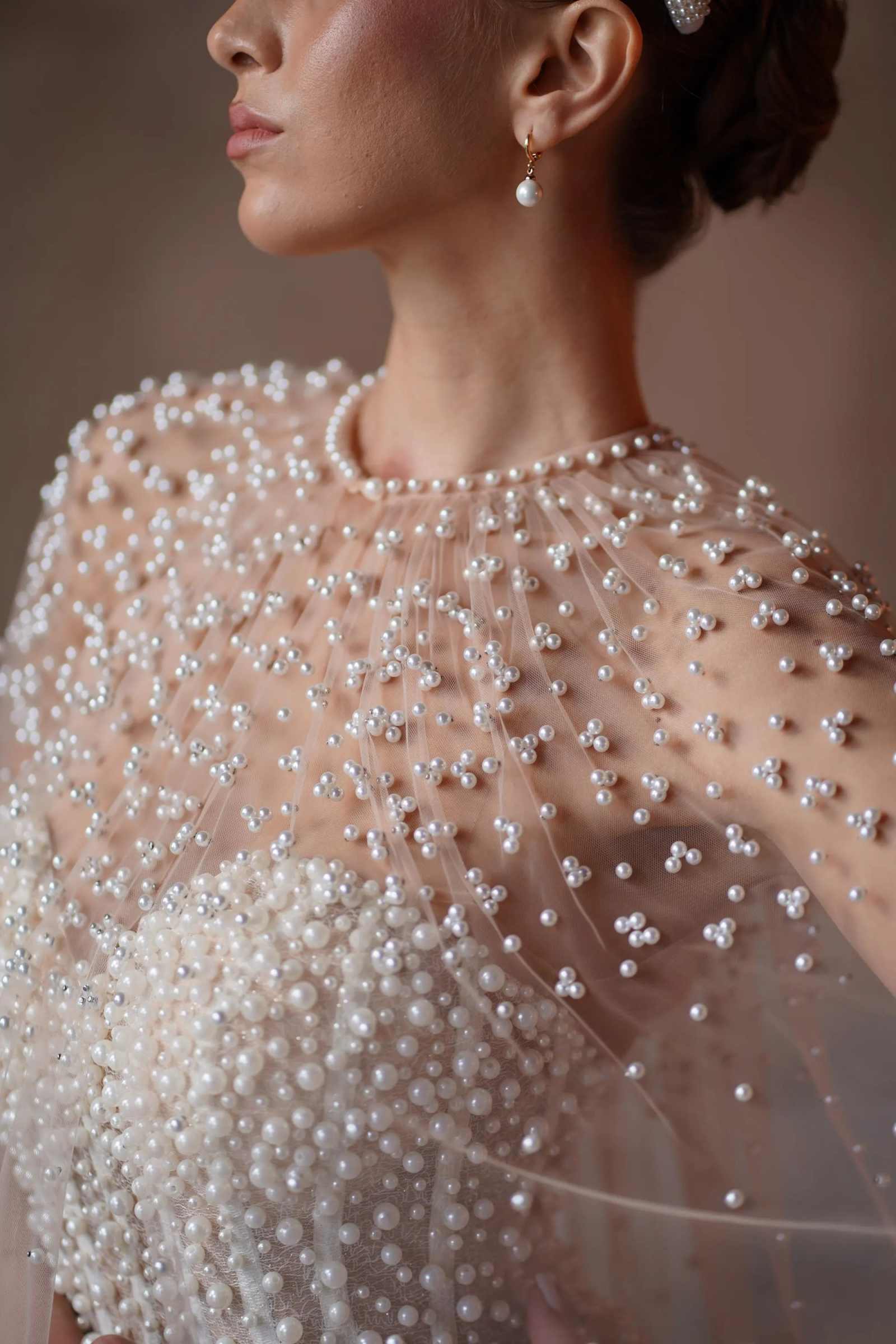 Classic Bridal Veils For Women Pearls Beaded 2m Floor Length Voile Marriage Wedding Veil Tulle Bride Accessories Custom Made