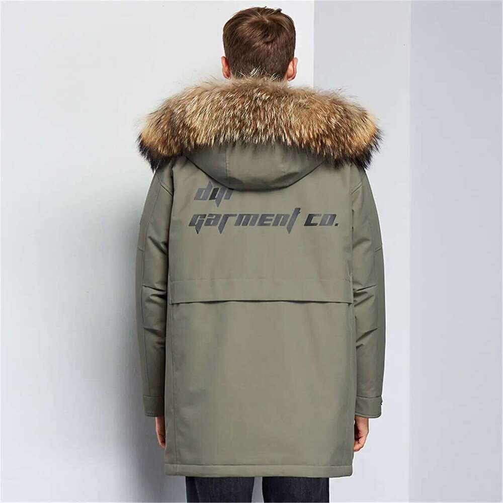 2023 Winter Boutique Fashion Thickening Warm Casual Hooded Fur Collar Jacket Brand High-end Men's Down Coat ArmyGreen