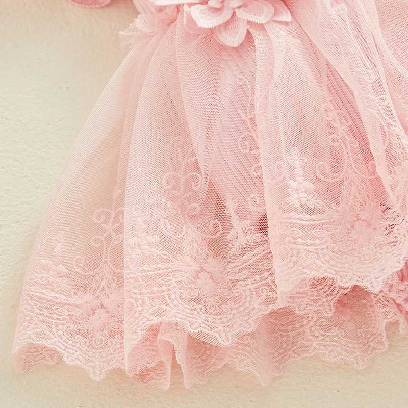 Infant Baby Girl Lace Romper Baby Tulle Dress Romper Flowers Bodysuit Spring Summer Festival Clothing with Headband W250811