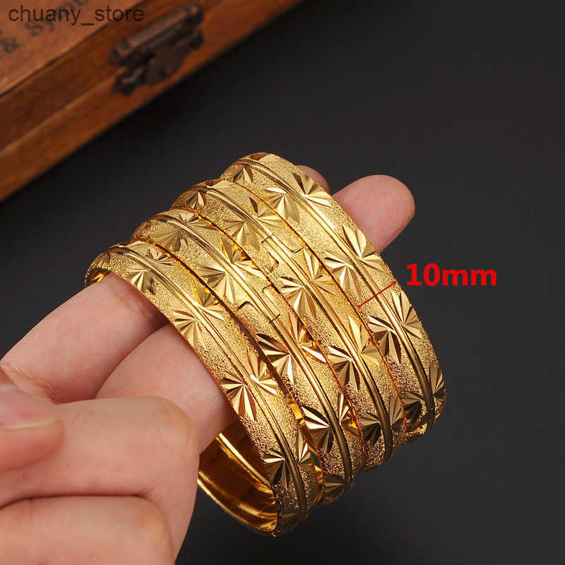 4PCS 18K 65MM Gold Color Dubai Openable Bangle Women Arab Ethiopian Mesh s Wedding Jewelry African Wedding Party Gifts L250811