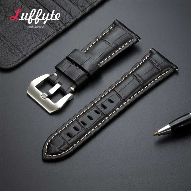 High Quality Genuine Leather Watch Strap 20mm 22mm 24mm 26mm Men Watchband Black Brown Blue Leather Watch Band W250811
