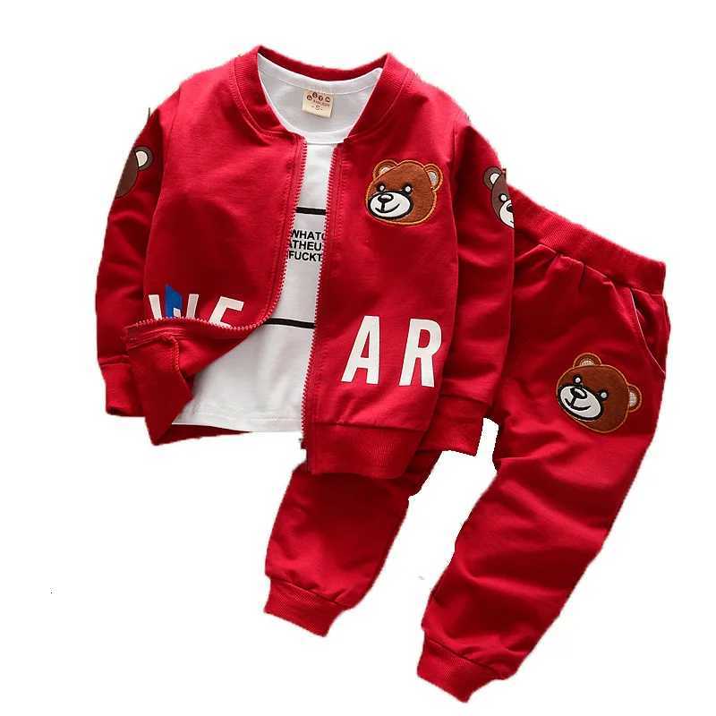 Boys Clothing Sets Children Fashion Bear Baby T-shirt Vest Coat And Pants Suit 2pcs Outfits Kids Sport Suit for 1-4 years Z250811