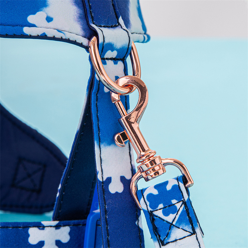 Luxury Designer Dog Harness for Small & Medium Dogs - Adjustable Chest & Back Strap with Collar Chest And Back Set Outdoor Dog Walking Leash