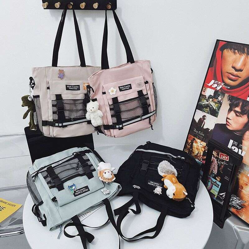 Reflective Workwear Trendy Brand Student Shoulder Men's Backpack Women's Large Capacity Crossbody School Bag