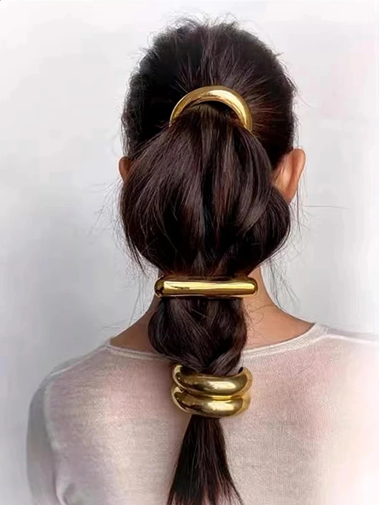 Metal Irregular Doublelayer Hair Bands Ropes for Women Headband Elastic HairPins Hairband Fashion Jewelry Accessories Gift 250804