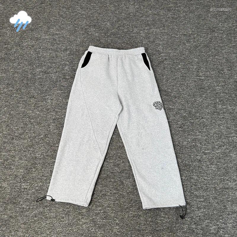 Men's Pants Quality Cotton Gray Jogger Drawstring Sweatpants Men Women Couple Fashion Logo Embroidery Mertra Casual