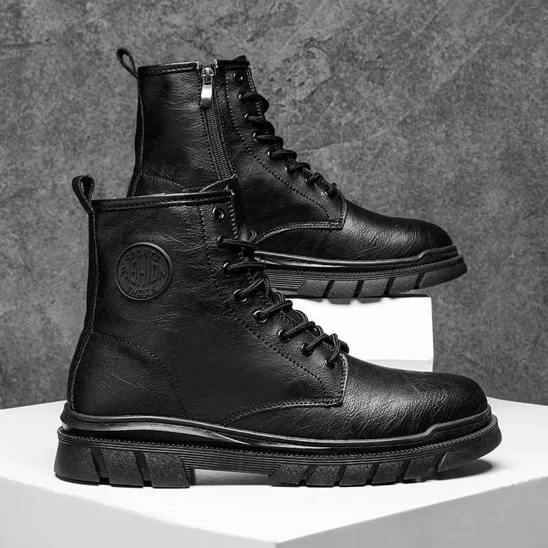 Trendy Mens Boots High Top Work Boots for Men Casual Shoes Punk Style Motorcycle Ankle Boots High Quality Winter Boots W250811