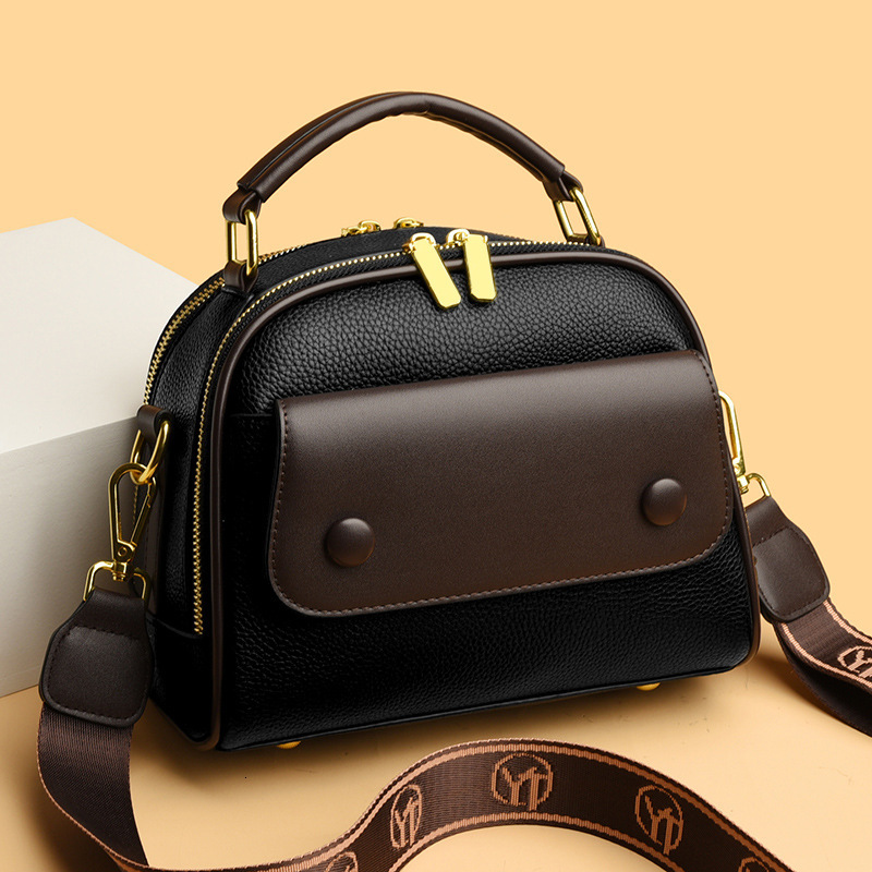 Soft Surface Handbag Women's New Fashion Middle-aged Mom Casual Versatile Multi-layer Large Capacity Shoulder Crossbody Bag ddmymoon