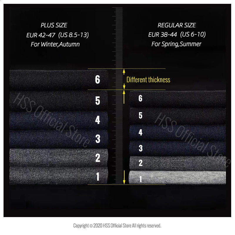 HSS 510 Pairs Mens Cotton Blend Socks Black Business Men Soft Breathable Summer Winter for Male Plus Size 6514 250805