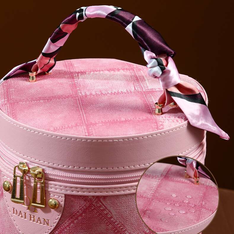 DHessentials Maillard Tone Bucket Bag - Large Capacity Waterproof Makeup Case, Multi-Functional Vintage Cosmetic Organizer (1300g)