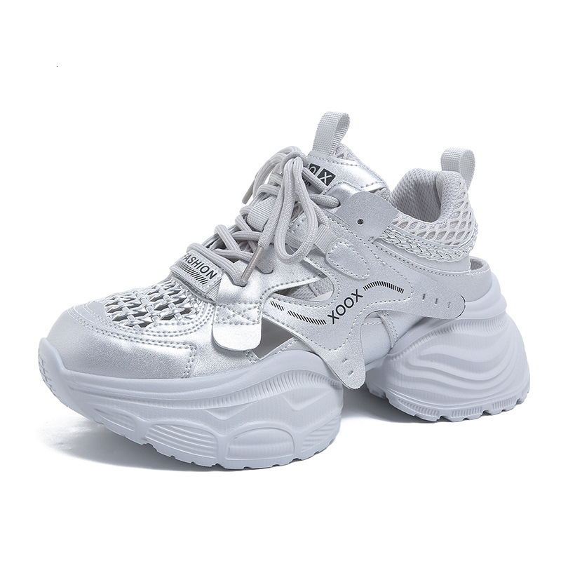Mesh hollowed out dad and women's shoes 2025 new designer thick soled casual sports shoes lightweight running shoes
