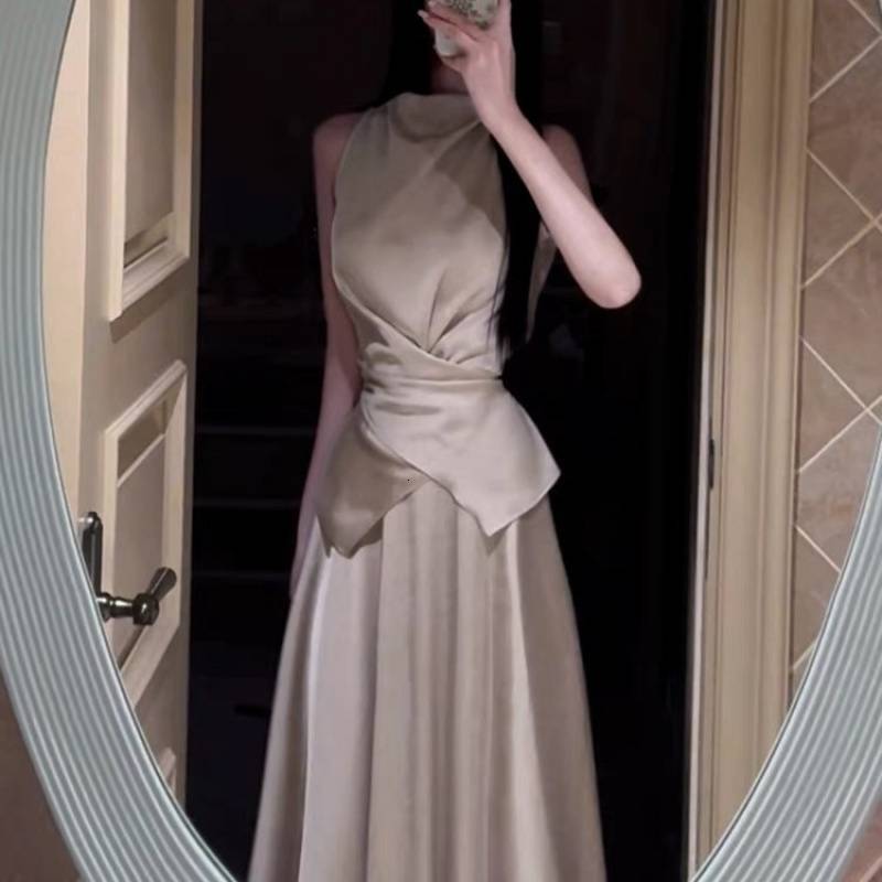 2025 Summer New Women's New French Elegant High end sisters trend Style Suit Dress Women's Summer Sleeveless Tunic Long Dress New Designer