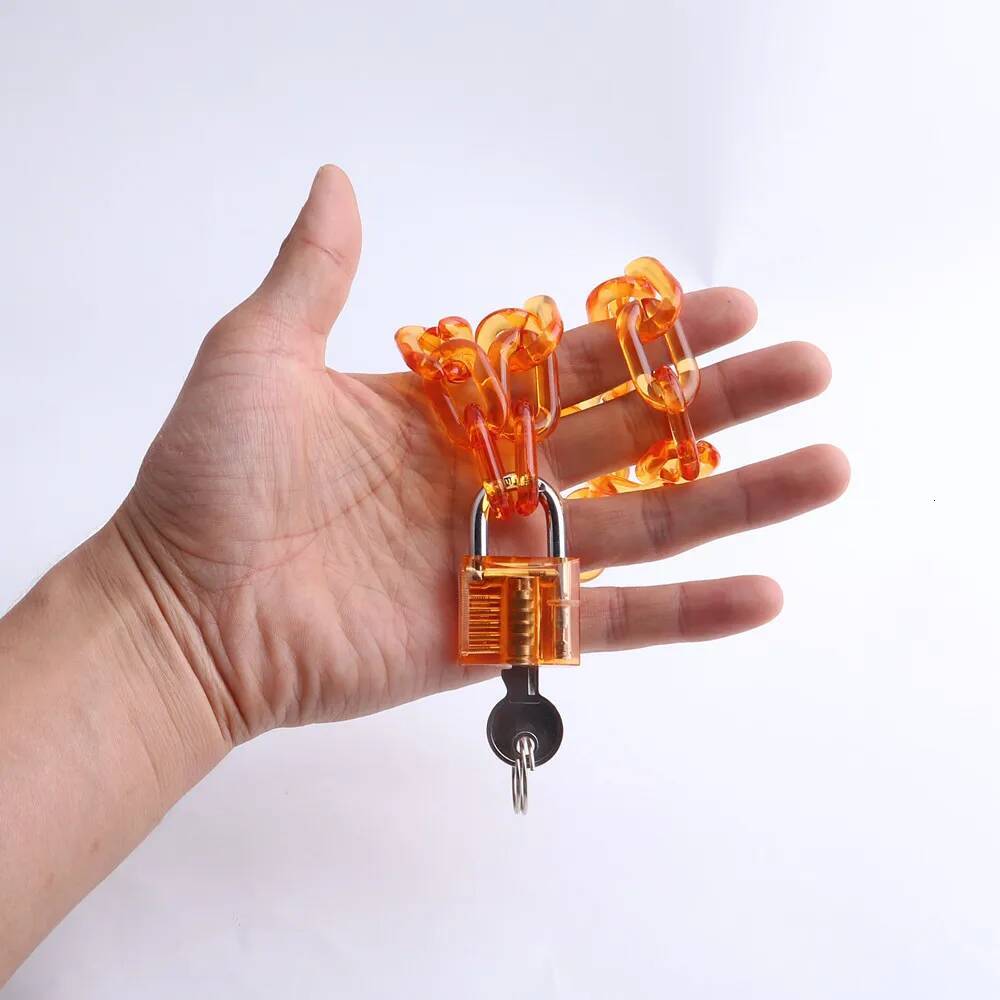 New Punk Acrylic Lock Pendant For Women Girl Pink Transparent Long Chain Necklace Nightclub Party Fashion Jewelry