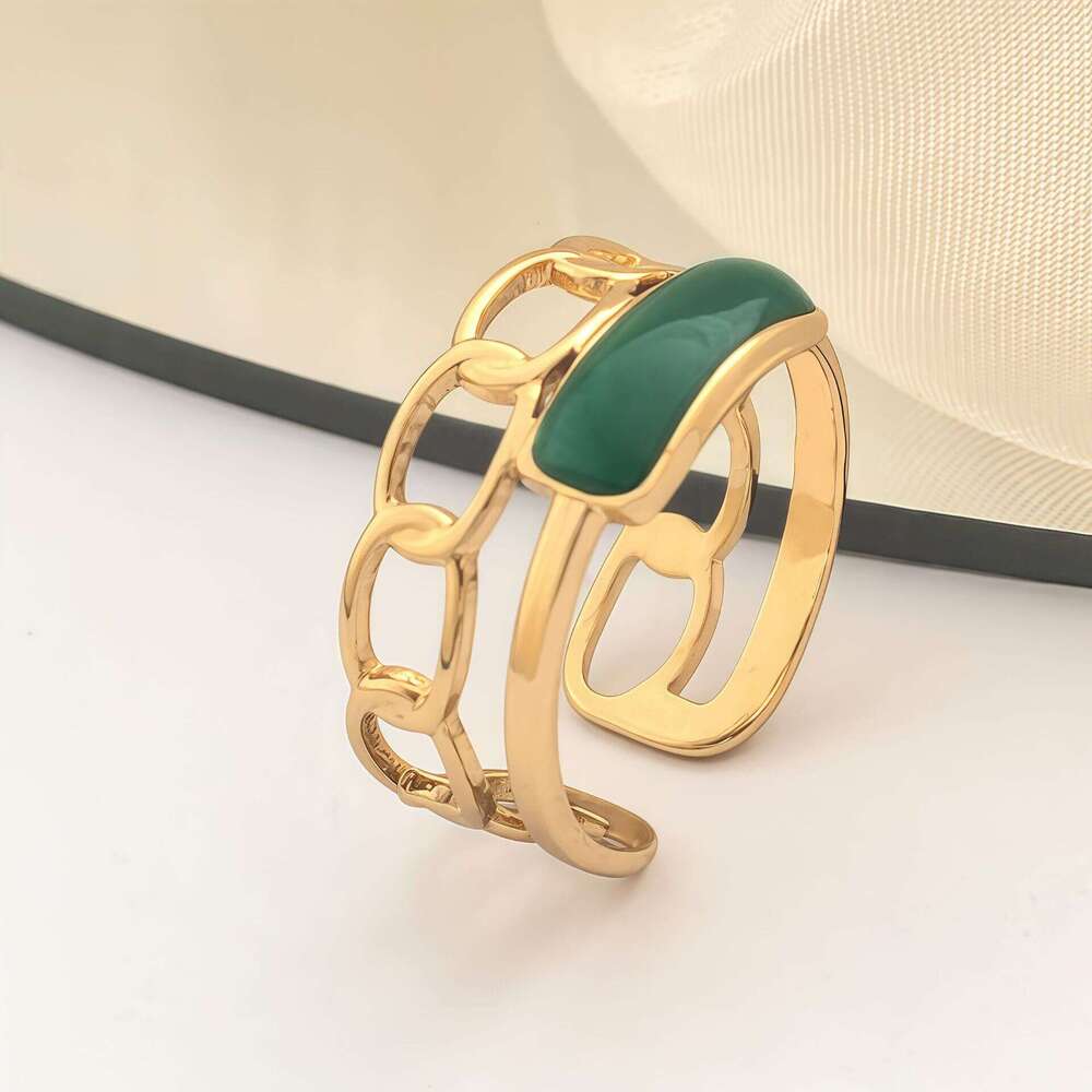 Stainless Steel High-End Feel, Personalized Hydraulic Open Ring, Inlaid with Zircon, Colorful Ring