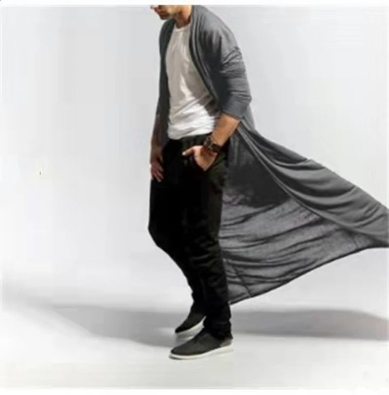 Spring Summer Men Thin Trench Tops Long Cardigan Windbreaker 2025 Fashion Loose With Sleeves Poncho Cloak Coat Streetwear 250729