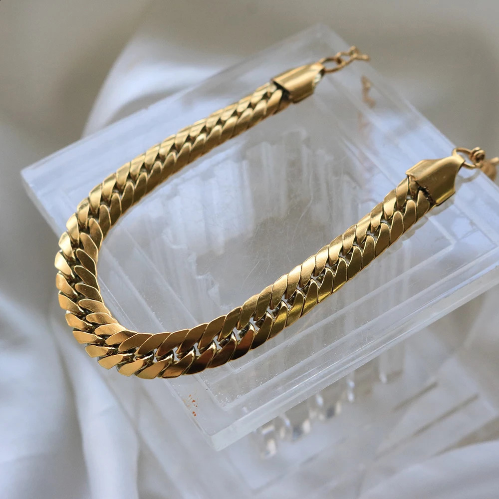 Waterproof Stainless Steel High Polished Gold Plated Twisted Snake Chain Bracelet for Women Men Trendy Jewelry Gift 250807