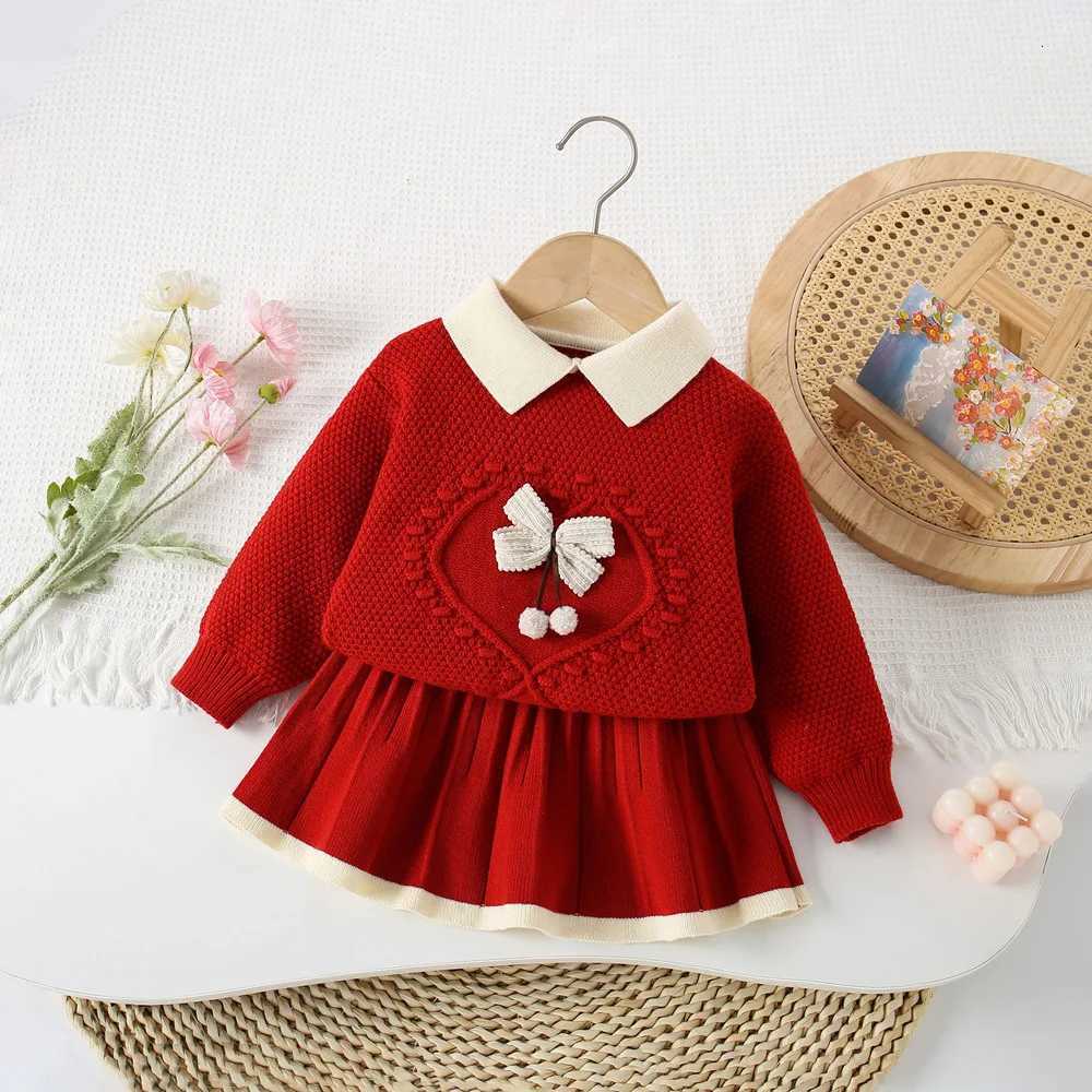 MILANCEL New Autumn Kids Sweater Set 9M-5T Cute Bow Girls Knitted Pullover + Skirts Korean Version Children Fall Knit Outfit W250811