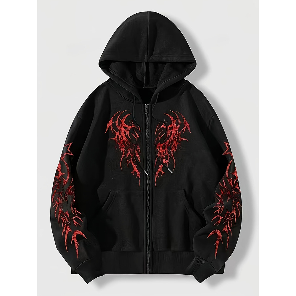 Men's Hoodies 2000s Breathedivinity Hoodie Gothic Style Pattern Oversized Sweatshirts Dark Textured Cool Print Man Coat Jacket