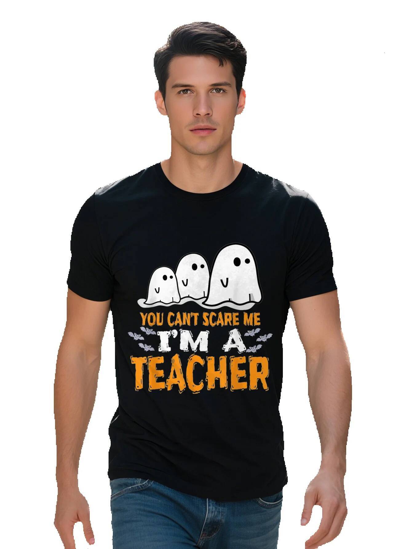 Halloween Shirt You Can't Scare Me I'm A Teacher T-Shirt Cotton 8c1df