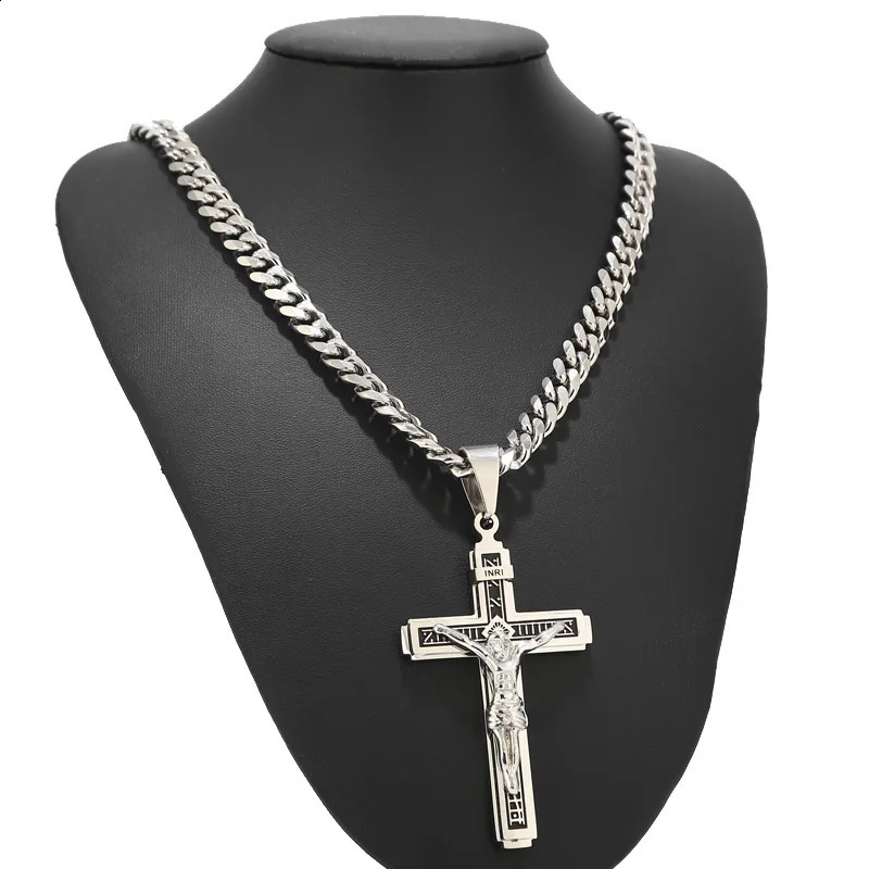 Stainless Steel Crucifix Jesus Cross Necklace Pendant Multilayer Jesus Christ Crucifix Necklaces with 24 Chain Top Quality 250805