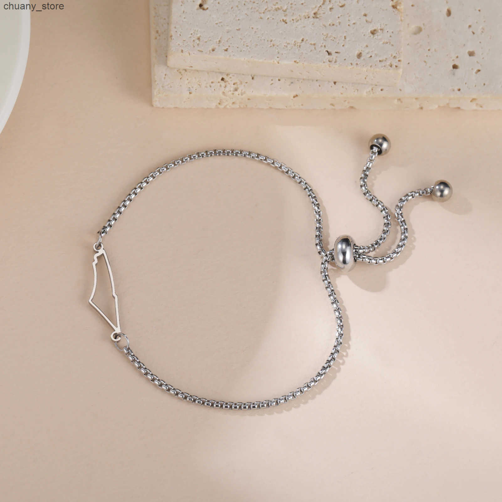 Hollow Palestine Map Pendant Stainless Steel Adjustable Box Chain for Men and Women Israeli Ethnic Jewelry Gift L250811