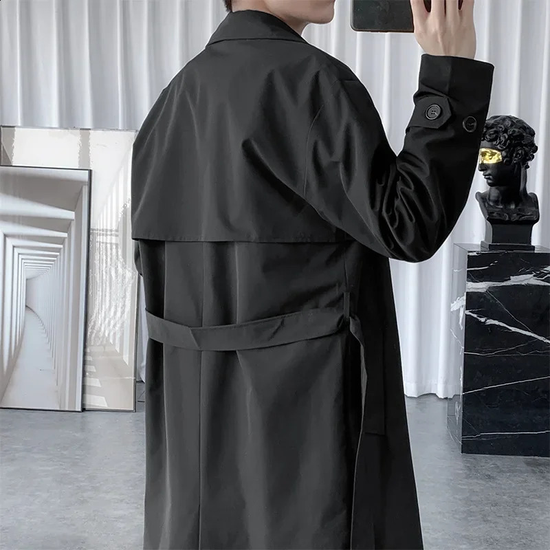 Fashion Mens Business Windbreaker Long Jackets Korean Style Spring Trench Coat Males Streetwear 250808