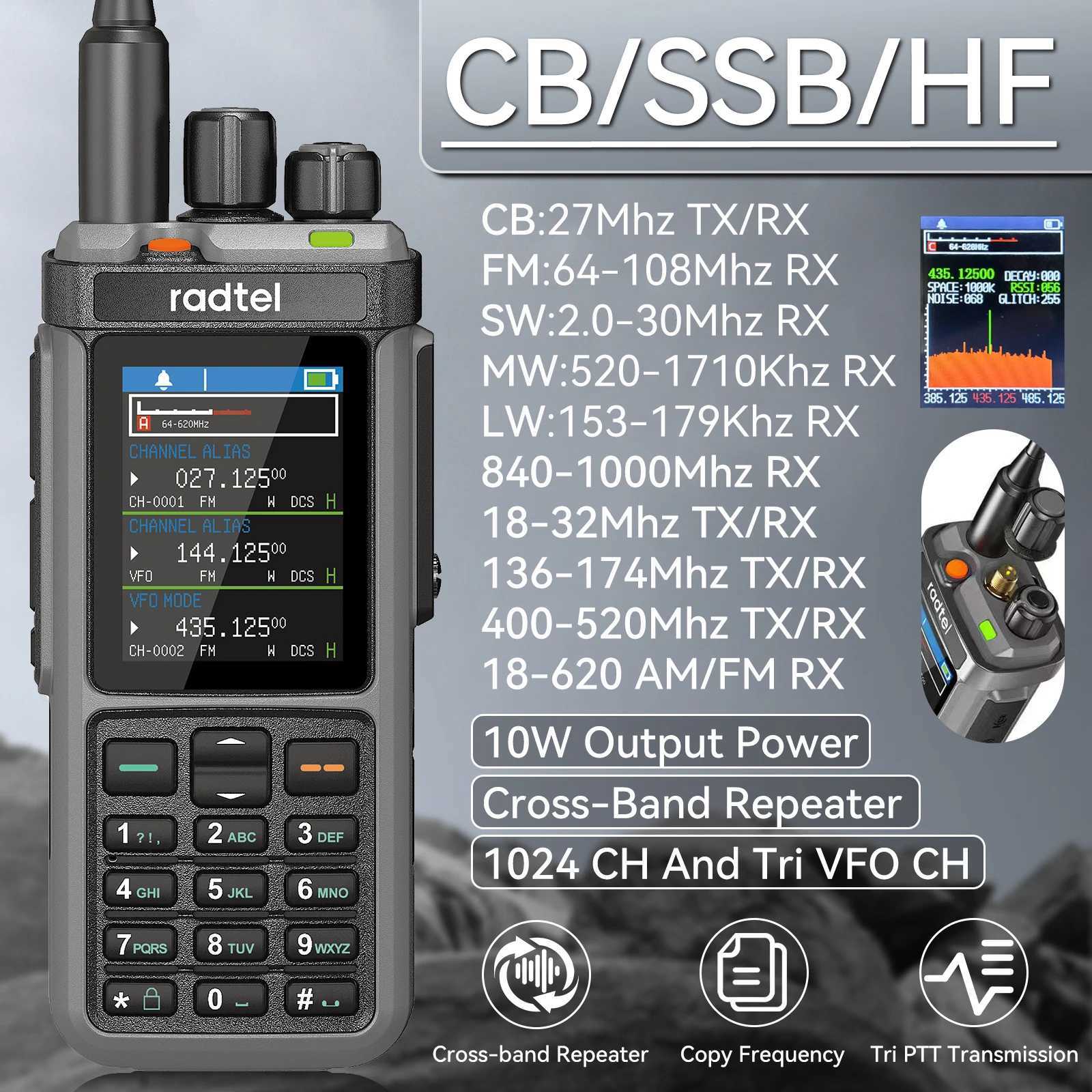 Radtel RT-880 10w Ham Radio with Cross Band Repeater Short Wave HF SSB CB Walkie Talkie AM USB LSB CW 1024 Channels USB-C R250811