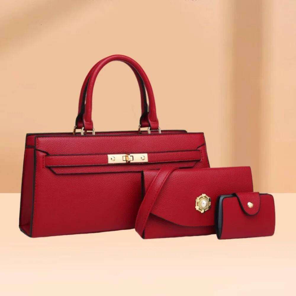 Handbag PU Leather Piece Set Convertible Crossbody Shoulder Tote Large Capacity Minimalist Work Bag