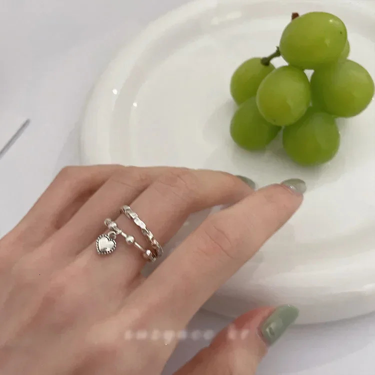 VIVILADY 925 Sterling Silver Irregularly Pleated Heart Opening Ring for Women Minimalist Fashion Fine Jewelry Drop 250805