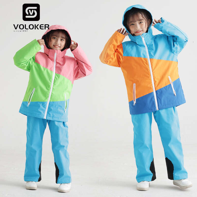 Children's hardshell wear men's and women's winter snowboard double board equipment warm waterproof ski suit