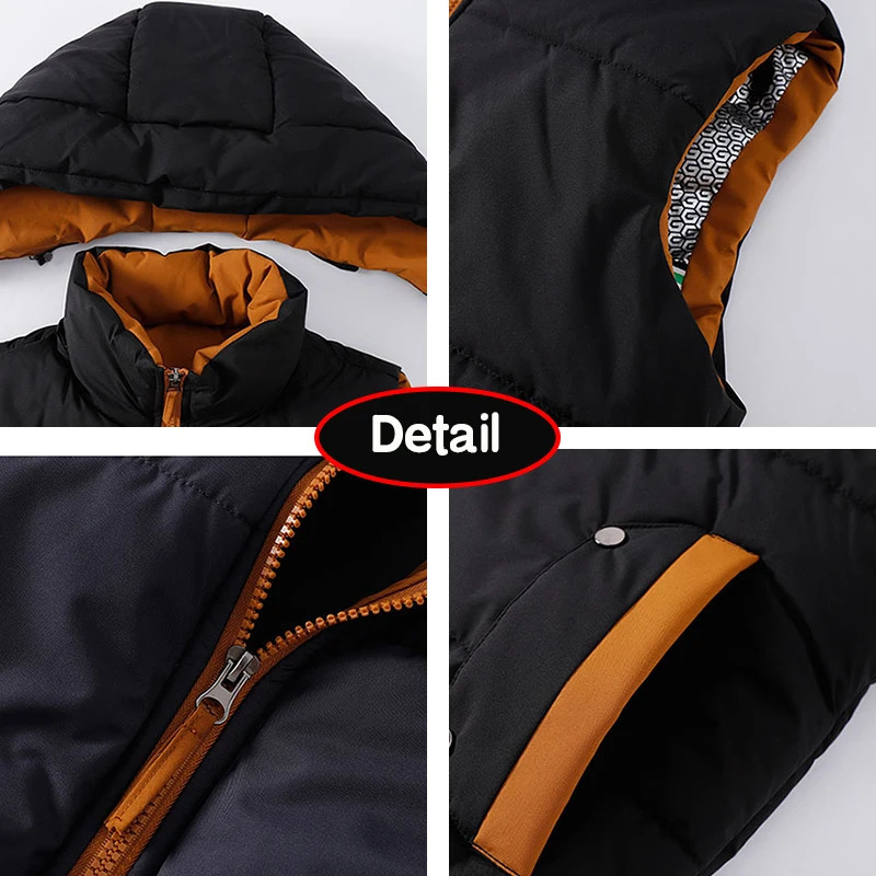 Winter Men Outdoor Casual Warm Detachable Hooded Vest Autumn Sleeveless Windproof Fashion Zipper Male Coat 250809