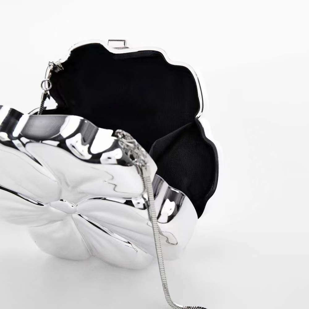 New Half Round Flower Electroplated Bag fashion Personality Socialite Dinner Party