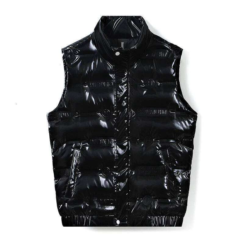 2024 New Winter 90 White Duck Stand Collar Thermal Bright Face Men Short Casual Daily Down Vest Coat
