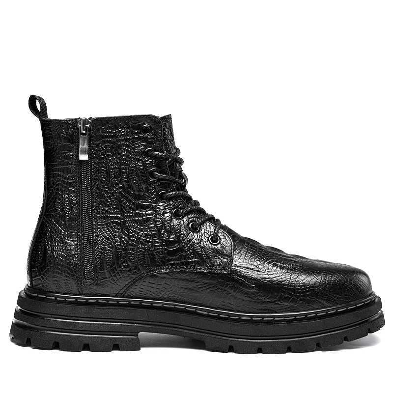 Plus Big Size 47 48 Men Pure Black Genuine Leather Boots With Zipper High Top Shoes Real Original Natural Handmade W250811