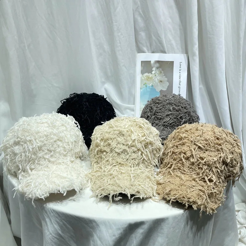Autumn Winter Faux Fur Plush Warm Thick Baseball Cap Adjustable Winter Fashion Sports Hat 250808