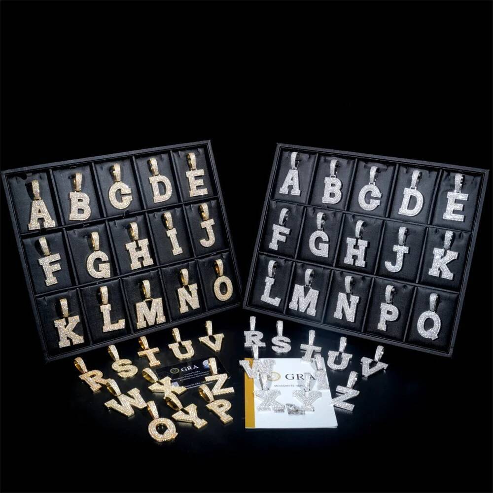 Moissminer VVS Moissanite Custom Letters Name Soild Pendant Necklace For Men Women Pass Tester S925 Silver Chain Hip Hop Jewelry