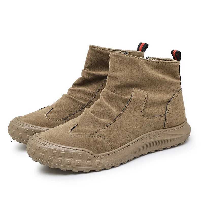 Autumn and Winter New Mens Trendy Versatile Shoes British Retro Short Boots Wear-resistant and Anti-slip Mid-top Boots W250811