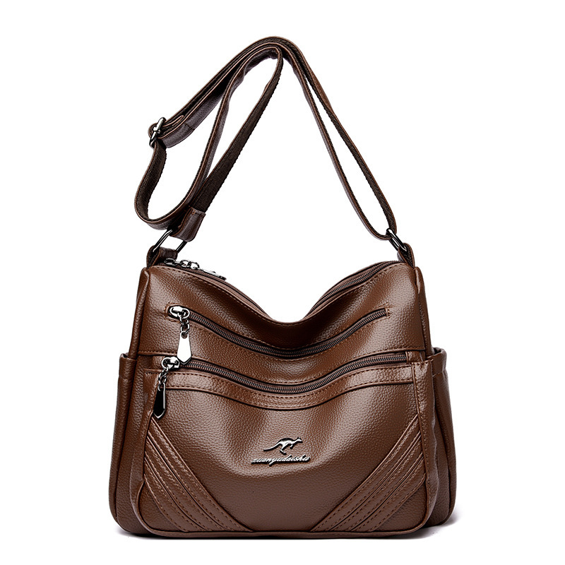 Soft Leather for Women 2025 New Multi-layer Large Capacity Middle-aged Mom Simple Versatile Shoulder Crossbody Bag ddmymoon