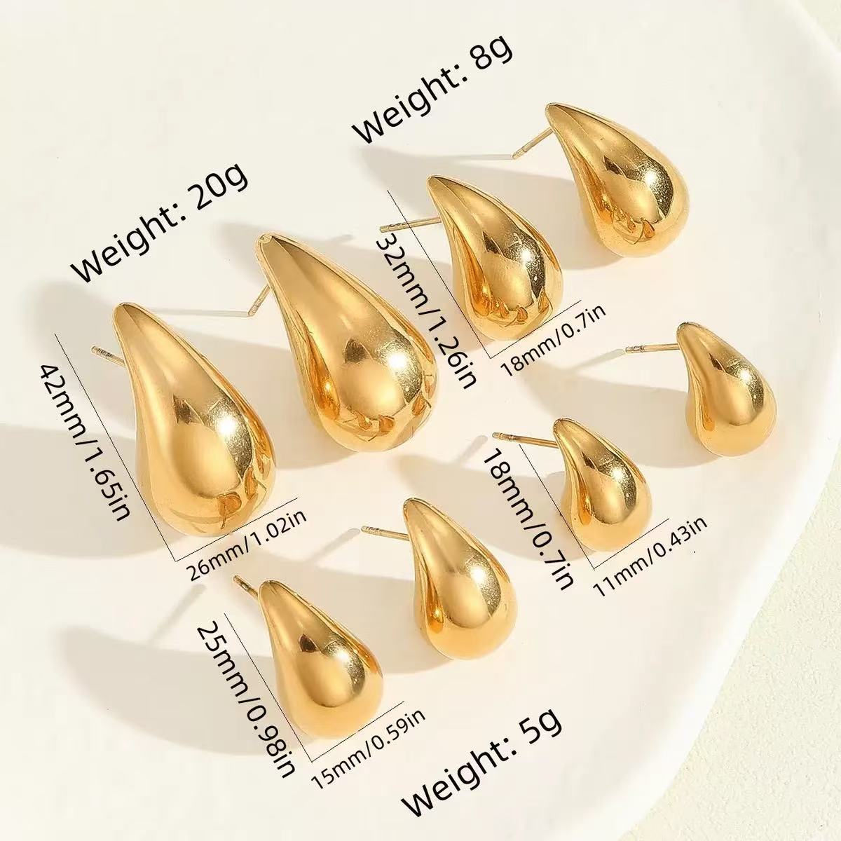2025 New Stainless Steel Fashion Teardrop Earrings