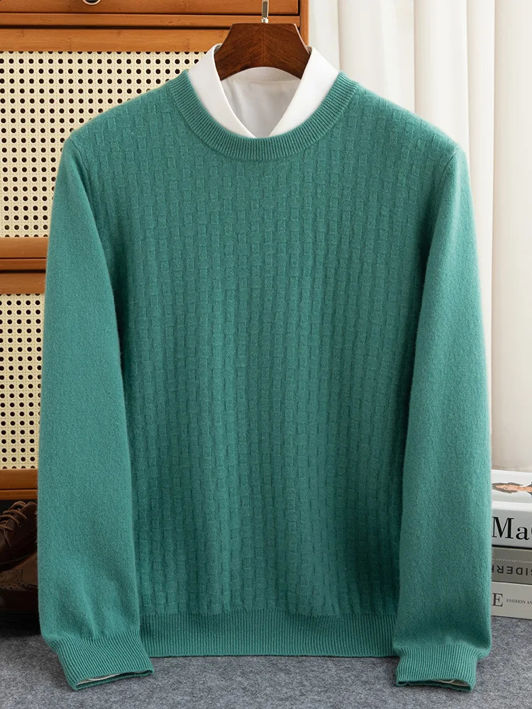 100% Pure Cashmere Sweater Men O-Neck Pullover Autumn Winter Soft Long Sleeve Casual Large size Base Shirt Youth Knit Tops 250806