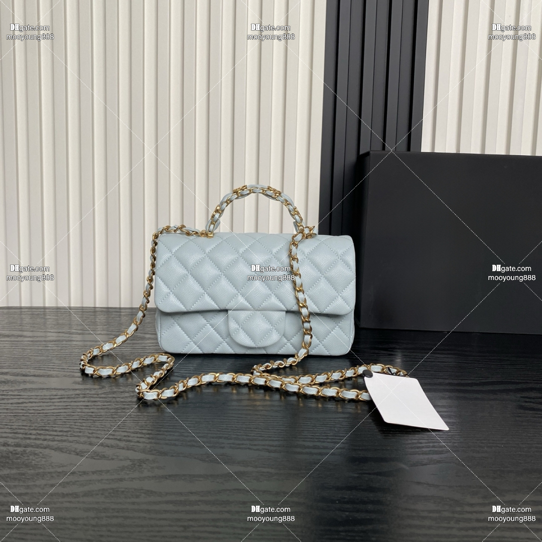12A Upgrade Mirror Quality Designer Classic Flap Mini Bag 22.5cm Handbags for Women Luxury Chain Bags Caviar Leather Shoulder Bag Crossbody Purse with Box AS5702